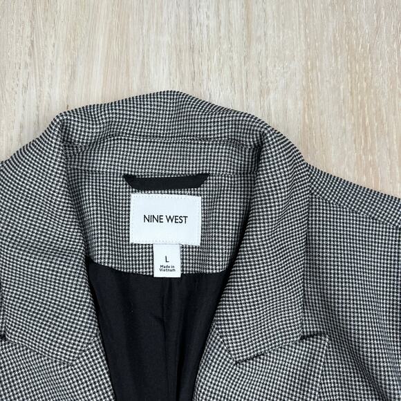 Nine West Microcheck Double Breasted Career Classic Workwear Blazer Jacket Large - Picture 9 of 15